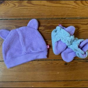 Zutano Fleece Hat & Booties Matching Set 6 mo